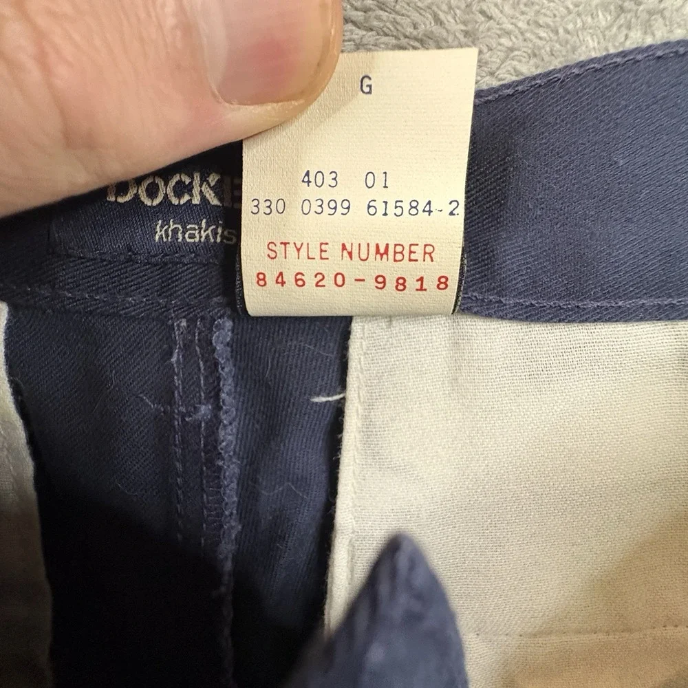 VTG 90s Dockers Boys 14 (28.5x28.5) Navy Pleated Chino Pants SEE DESC